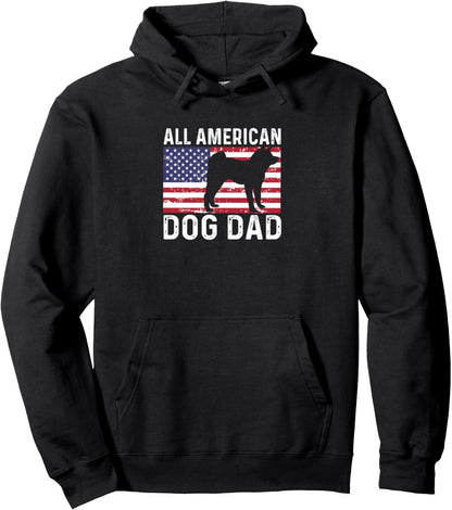 Akita Distressed Patriotic All American USA Flag Dog Mom Dad Pullover Hoodie