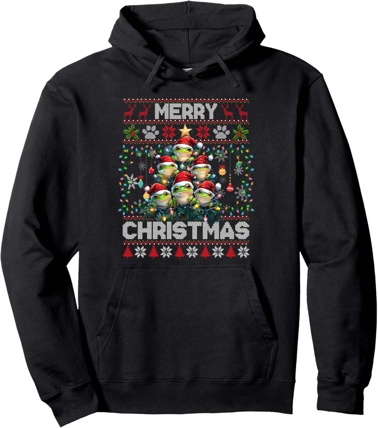 Frogs Christmas Sweater Tree Frogs Lover Xmas Ugly Sweater Pullover Hoodie