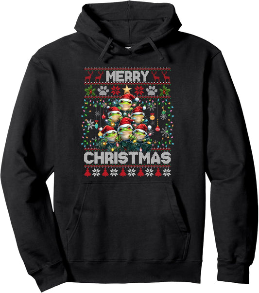 Frogs Christmas Sweater Tree Frogs Lover Xmas Ugly Sweater Pullover Hoodie