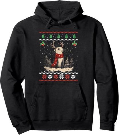 Ferret Reindeer Ugly Christmas Sweater Xmas Pullover Hoodie