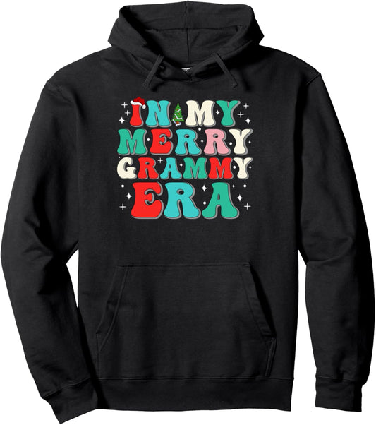 Groovy In My Merry Grammy Era Christmas Tee Grammy For Women Pullover Hoodie