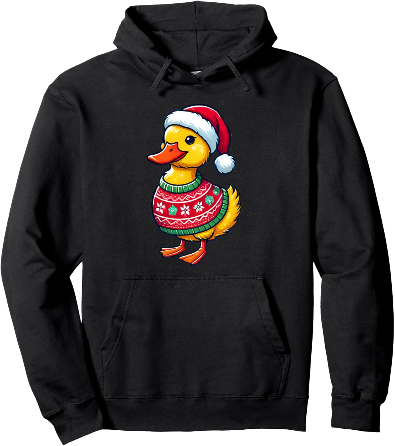 Duck Ugly Sweater Santa Hat Christmas Pullover Hoodie