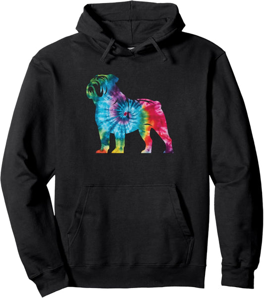 English Bulldog Tie Dye Hippie Dog Mom Dad Churchill Lovers Pullover Hoodie