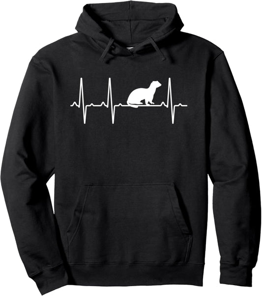 Ferret Heartbeat Gift For Men Women Weasel Pet Animal Lover Pullover Hoodie