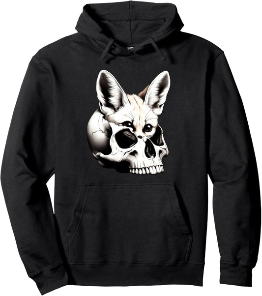Fennec Fox With Skull Exotic Pet Lovers Skull Art Design Pullover Hoodie