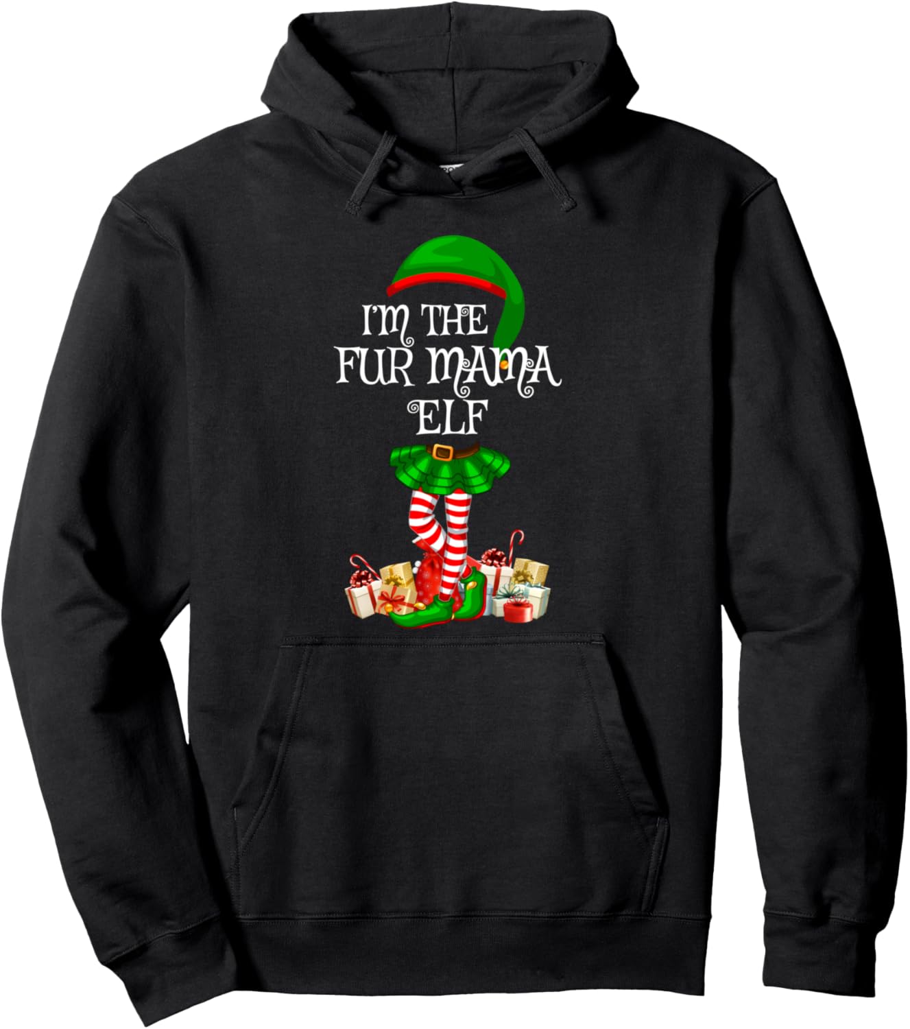 Family Matching Women Girls The Fur Mama Elf Christmas Pullover Hoodie