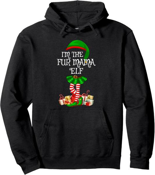 Family Matching Women Girls The Fur Mama Elf Christmas Pullover Hoodie