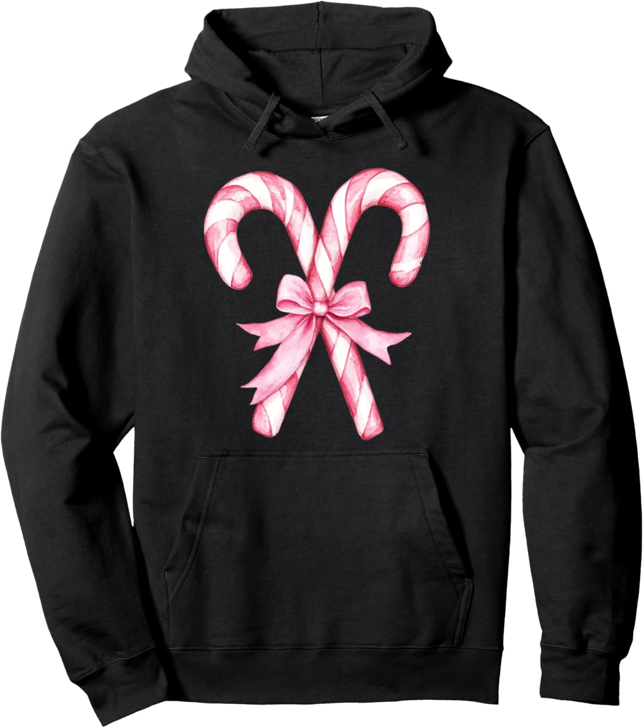 Aesthetic Pink Bow Coquette Candy Cane Christmas Girls Women Pullover Hoodie