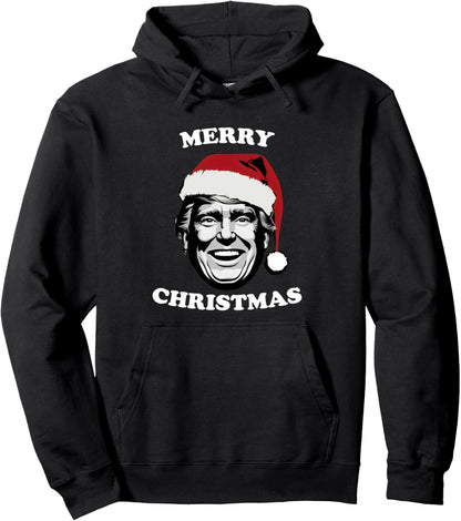 Donald Trump Santa Hat Merry Christmas Funny Christmas Xmas Pullover Hoodie