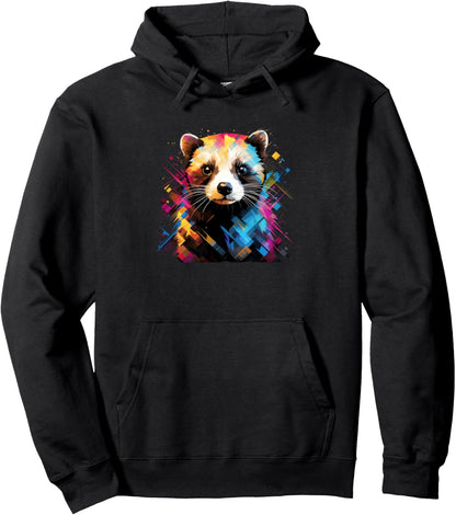 Ferret Geometric Vibrant Colors Pet Lovers Cute Women's Pullover Hoodie