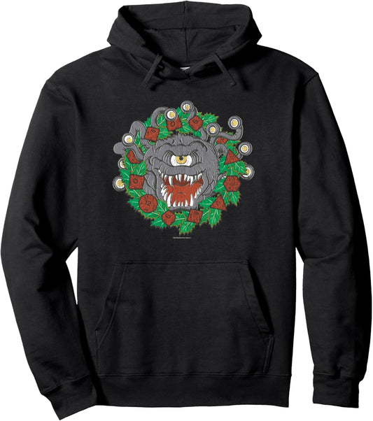 Dungeons &amp; Dragons Christmas Beholder Wreath Dice Set Pullover Hoodie