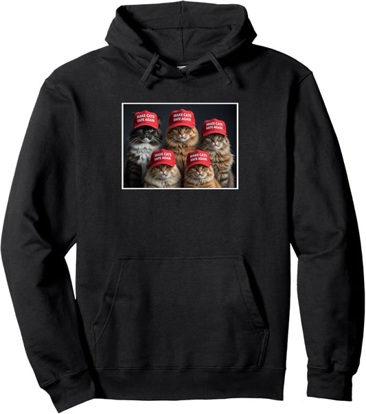 Donald Trump Make Cats Safe Again Red Hat 2024 Debate Funny Pullover Hoodie