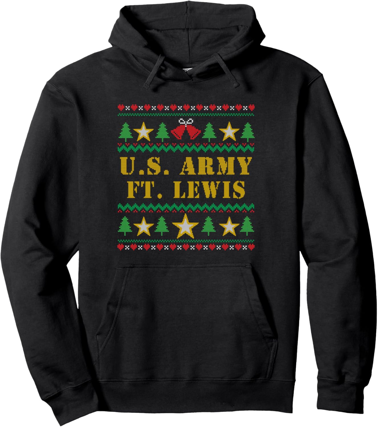Fort Lewis Army Base Washington WA Ugly Christmas Sweater Pullover Hoodie