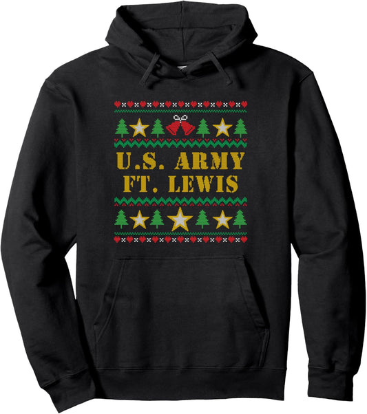 Fort Lewis Army Base Washington WA Ugly Christmas Sweater Pullover Hoodie