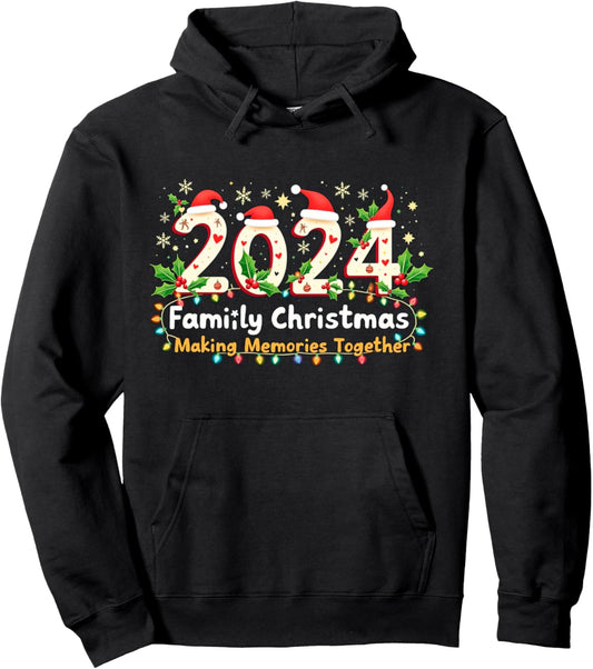 Family Christmas 2024 Reindeer Making Memories Together Xmas Pullover Hoodie