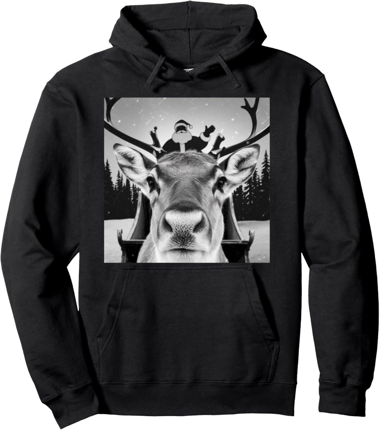 funny reindeer selfie christmas Reindeer Xmas Pullover Hoodie
