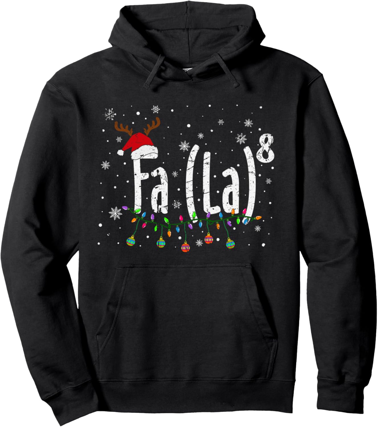 Fa La La La Funny Cute Christmas Pun Pajama Xmas Vintage Pullover Hoodie