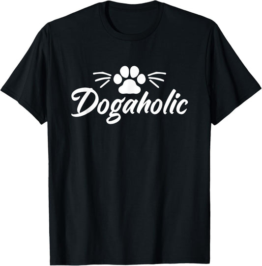 Dogaholic Dog Owner Pet Lover Paw Woof Animal Rescue T-Shirt for Men Women