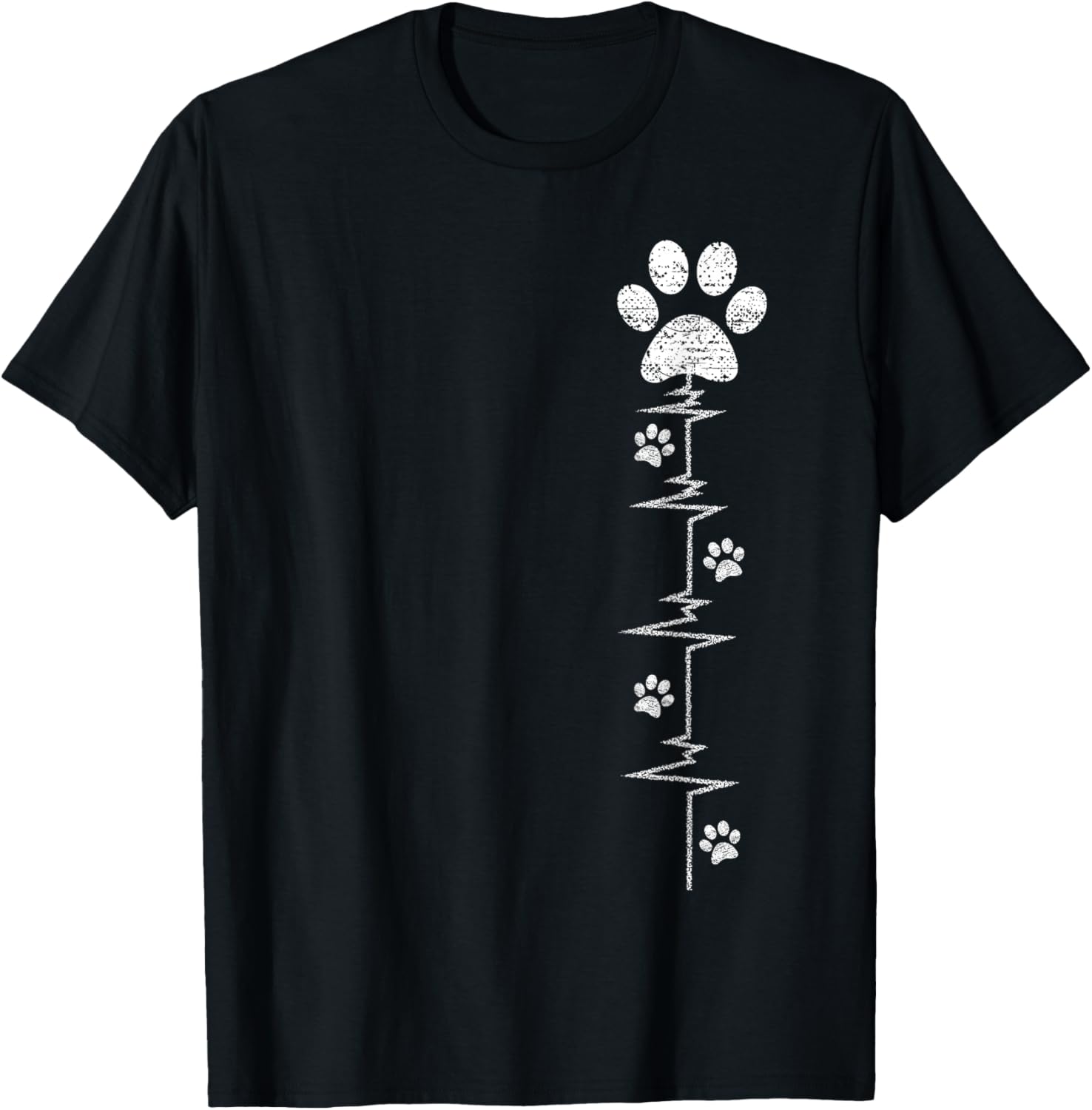 Dog Paw Print Heartbeat Shirt Women Girls Mom Love Dogs T-Shirt