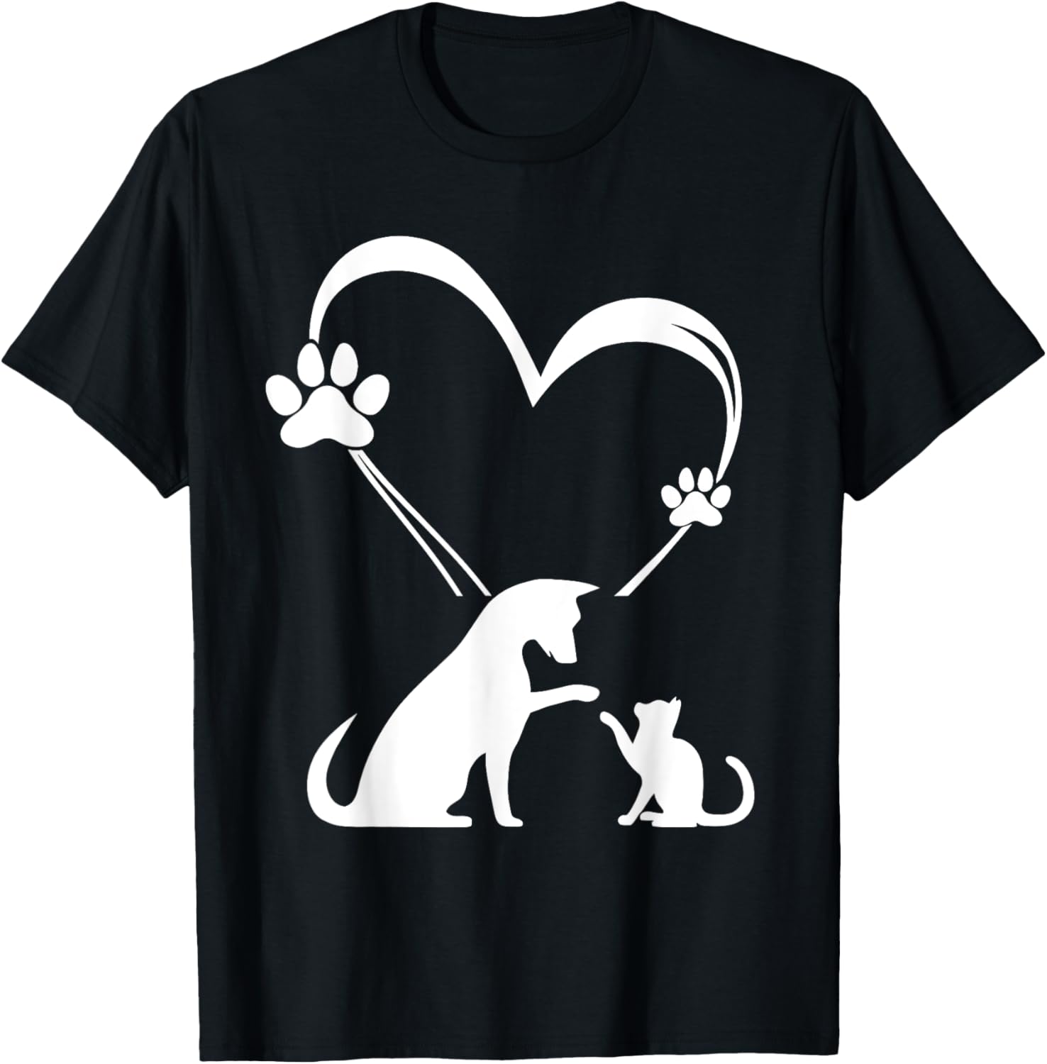 Dog Puppy and Baby Cat Heart - Animal Dog &amp; Cat Heart T-Shirt