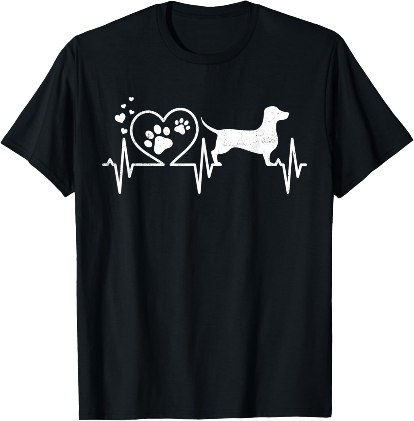 Doxie Dachshund Weenie Mom Mama Dad Heartbeat Dog Heart Gift Men Women Kids T-Shirt