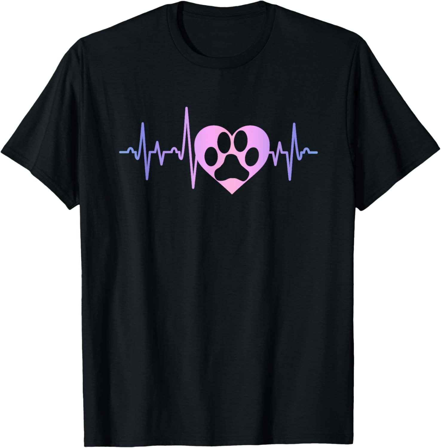 Dog Paw Print Heartbeat EKG Funny Dog Lover Heart Graphic T-Shirt for Men Women Kids