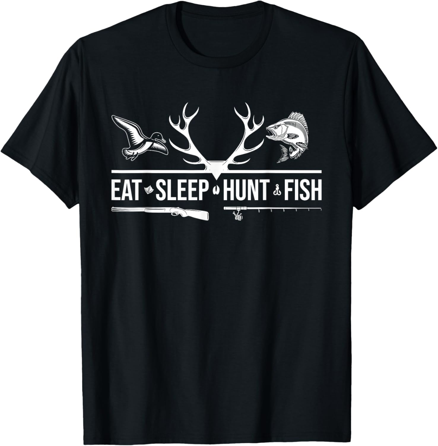 Eat Sleep Hunt Fish Funny Hunting Fishing Graphic T-Shirt