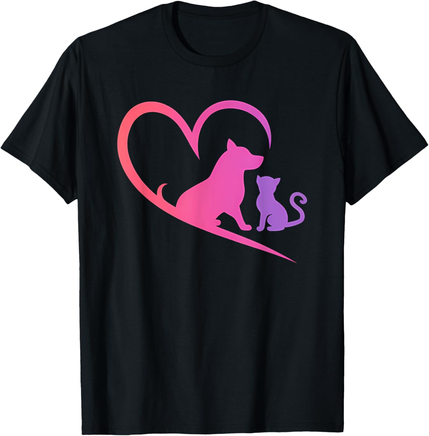 Dog Puppy and Baby Cat Heart - Animal Dog &amp; Cat Heart Men Women Girls Kids T-Shirt