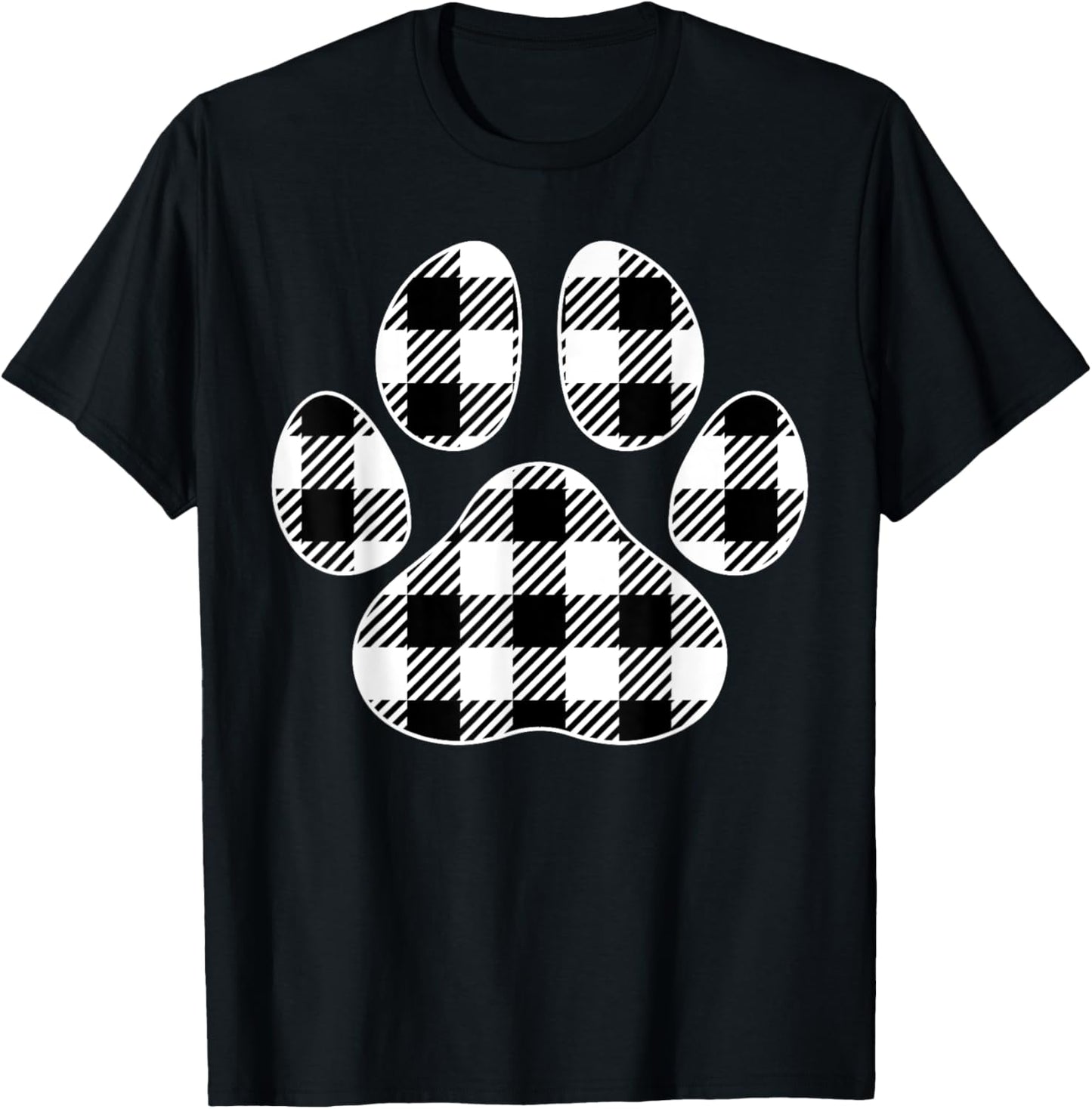 Dog Lover Paw Print Plaid Pet Lover White Plaid Paw Print T-Shirt for Men Women Girls Kids
