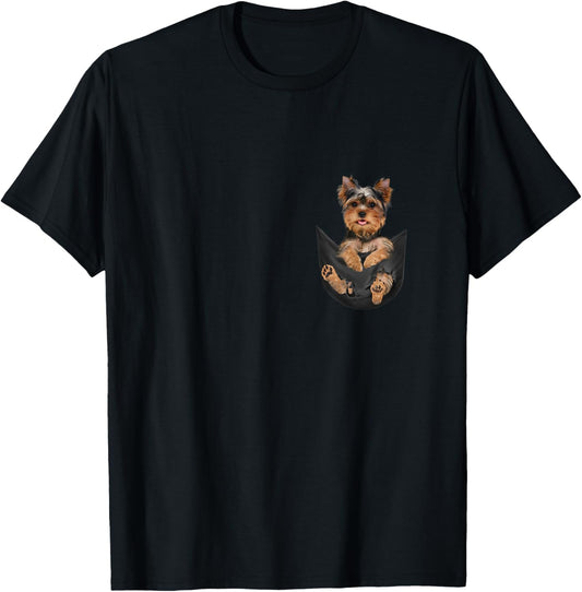 Dog Lovers Gifts Yorkshire Terrier In Pocket Funny Dog Face T-Shirt