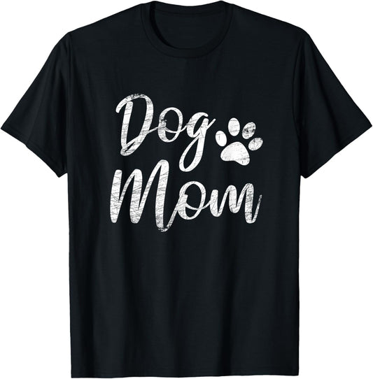 Dog Mom - Vintage / Worn Design - Funny Dog Paw - Classic Men Women Girls Kids T-Shirt