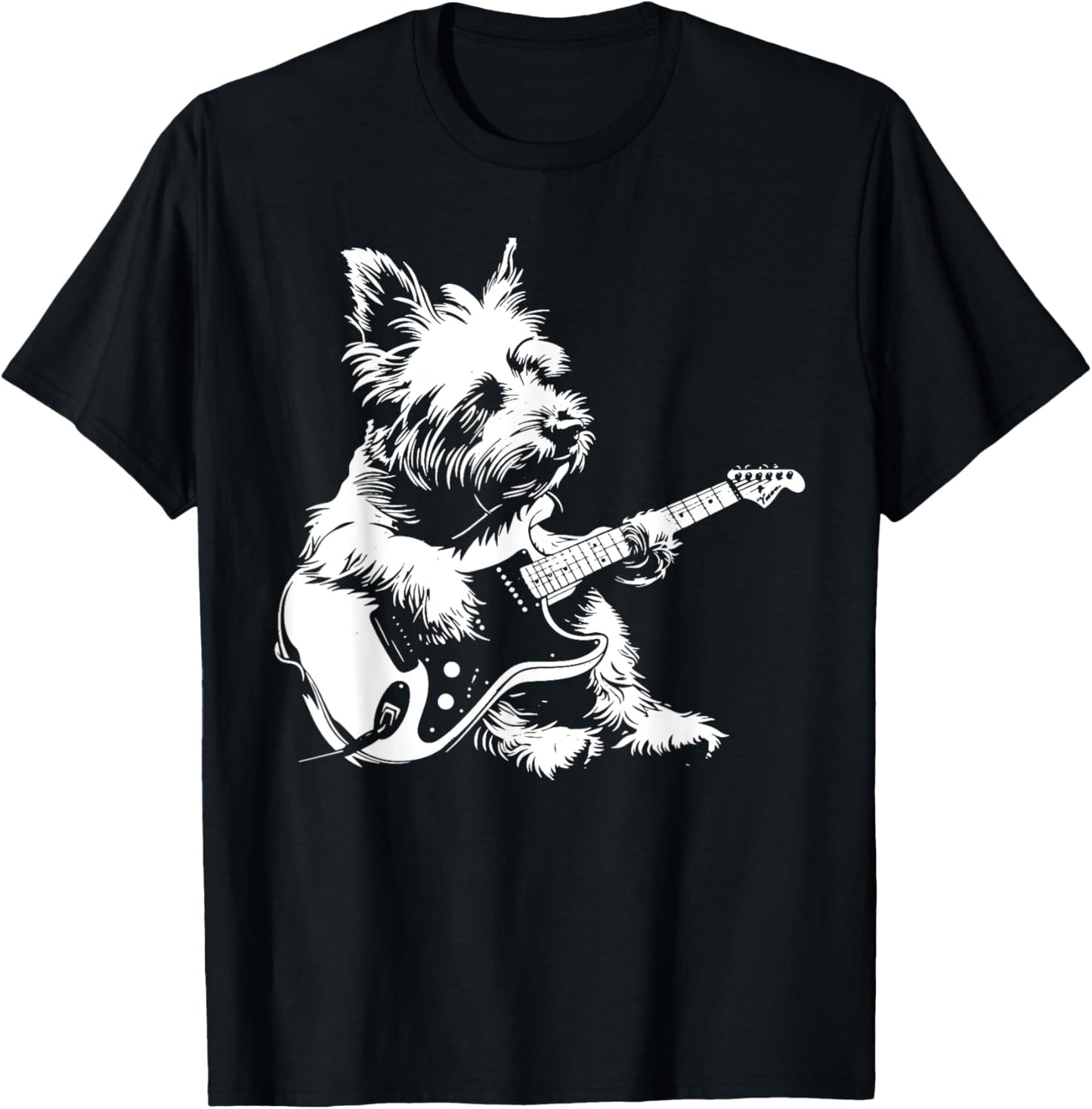 Dog Guitarist Guitar - Westie Dad Mom T-Shirt