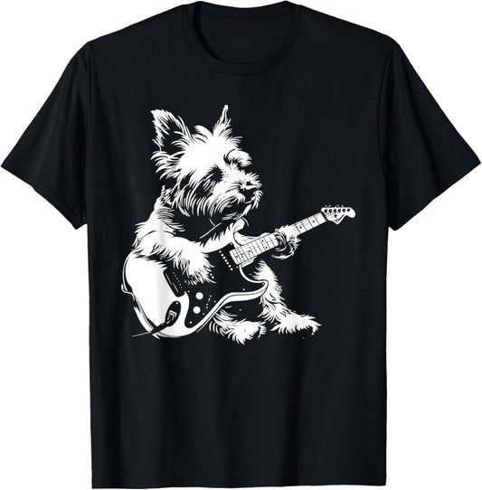 Dog Guitarist Guitar - Westie Dad Mom T-Shirt
