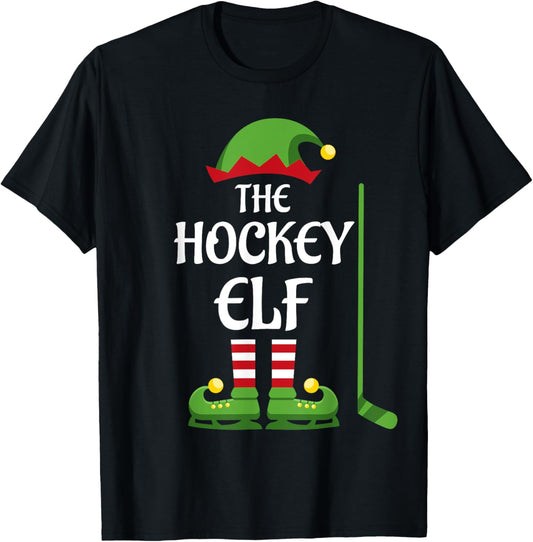 Hockey Elf Family Matching Group Christmas Sporty T-Shirt