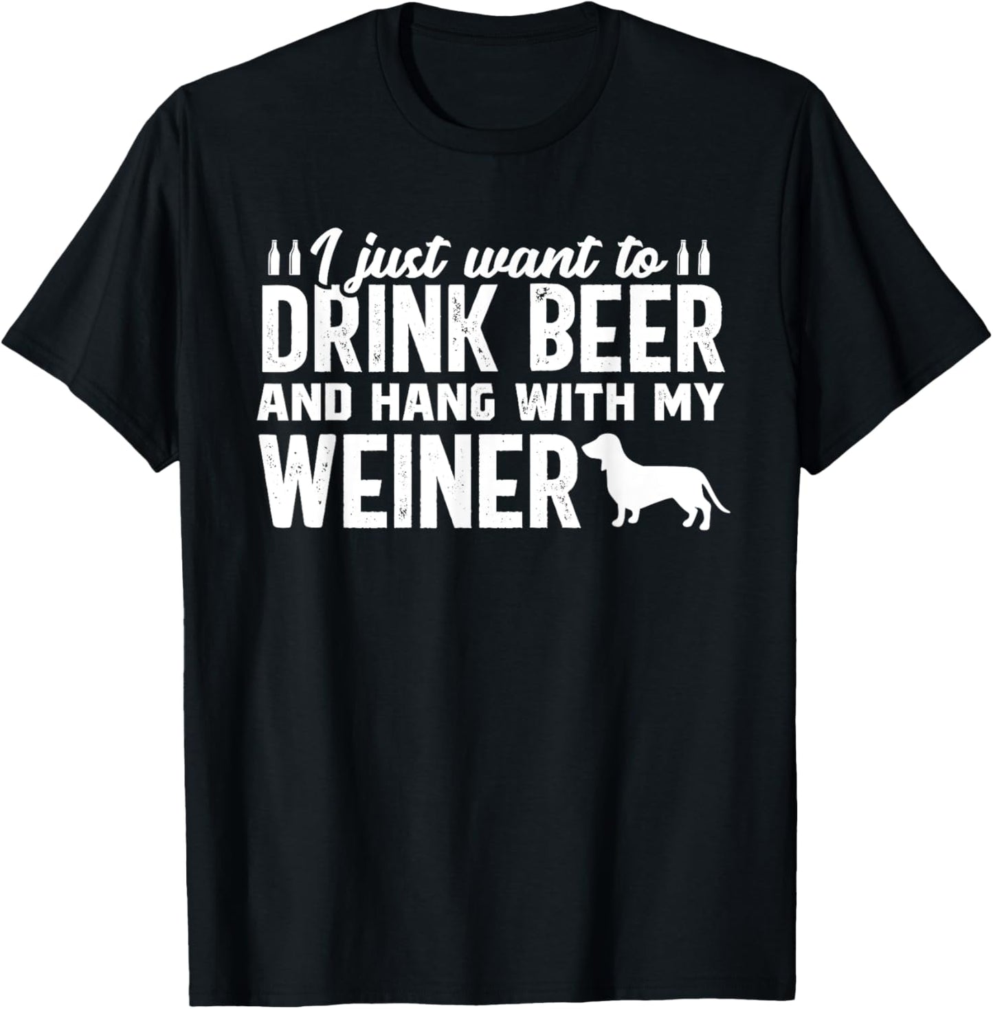 Drink Beer Funny Weiner Daschund Dog Dad Father's Day T-Shirt