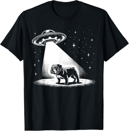 English Bulldog Mom Dad Dog - Funny Alien UFO T-Shirt