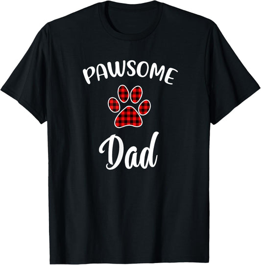 Dog DaD Paw Print Red Buffalo Plaid Matching Pajama Men Women T-Shirt