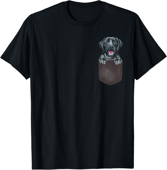 Dog In Pocket Funny Dog Lover Black Labrador Retriever T-Shirt for Men Women Girls Kids