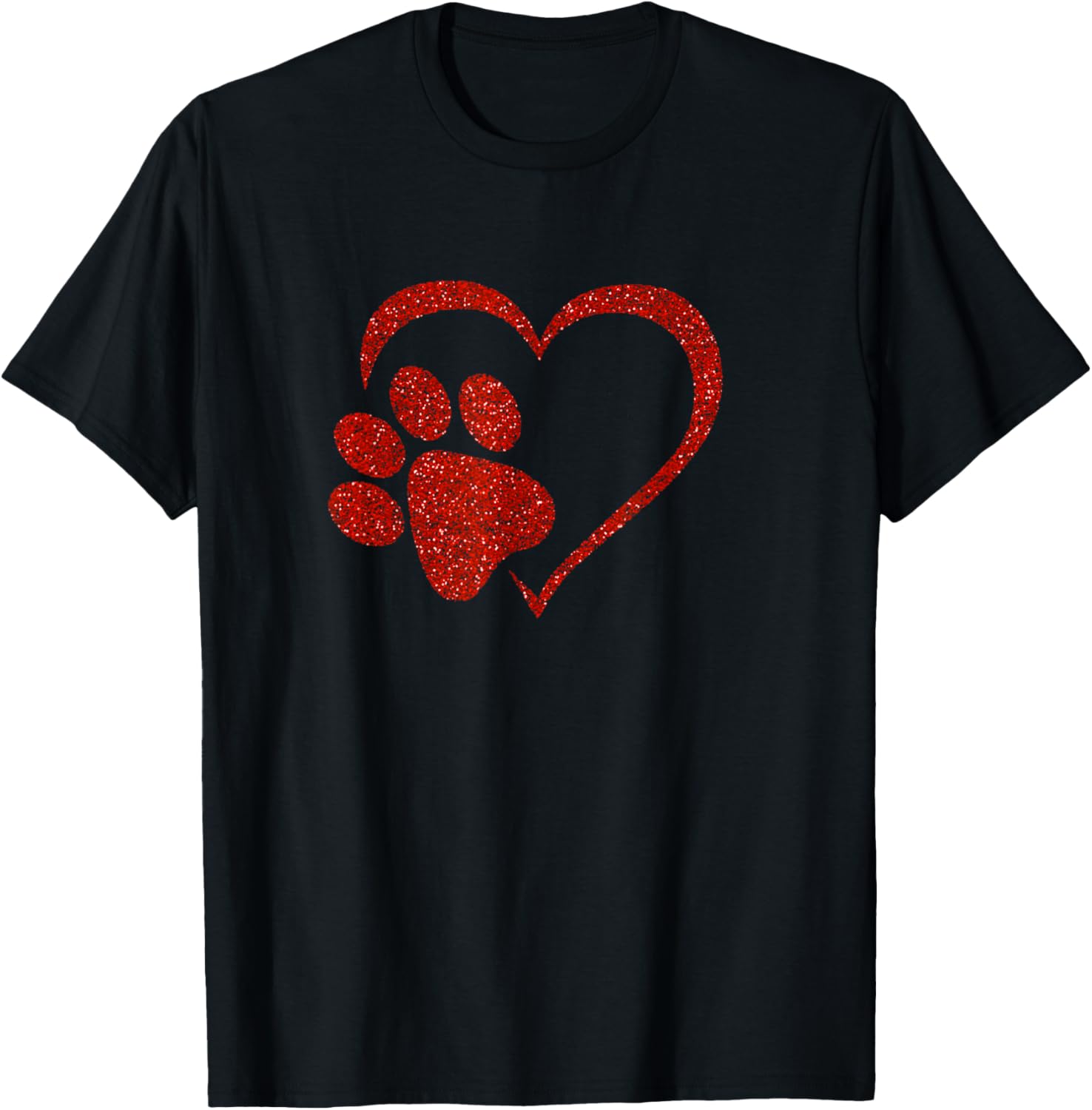 Dog Paw Print with red Heart for Valentine Day and Dog Lover Men Women Girls Kids T-Shirt