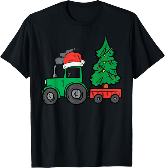 Farm Christmas Tractor Tree Xmas Truck Boys Kids Toddler T-Shirt