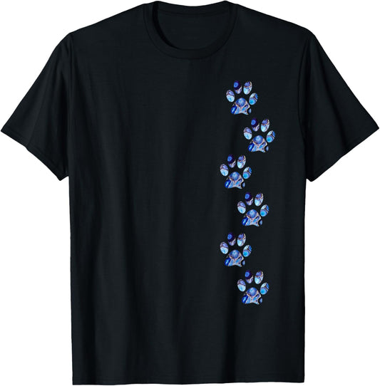 Dog paw prints mixed media collage art unique dog dad mom T-Shirt for Men Women Kids