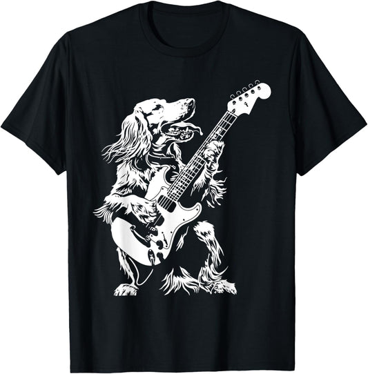 Dog Guitarist Guitar - English Setter Dad Mom T-Shirt for Men Women