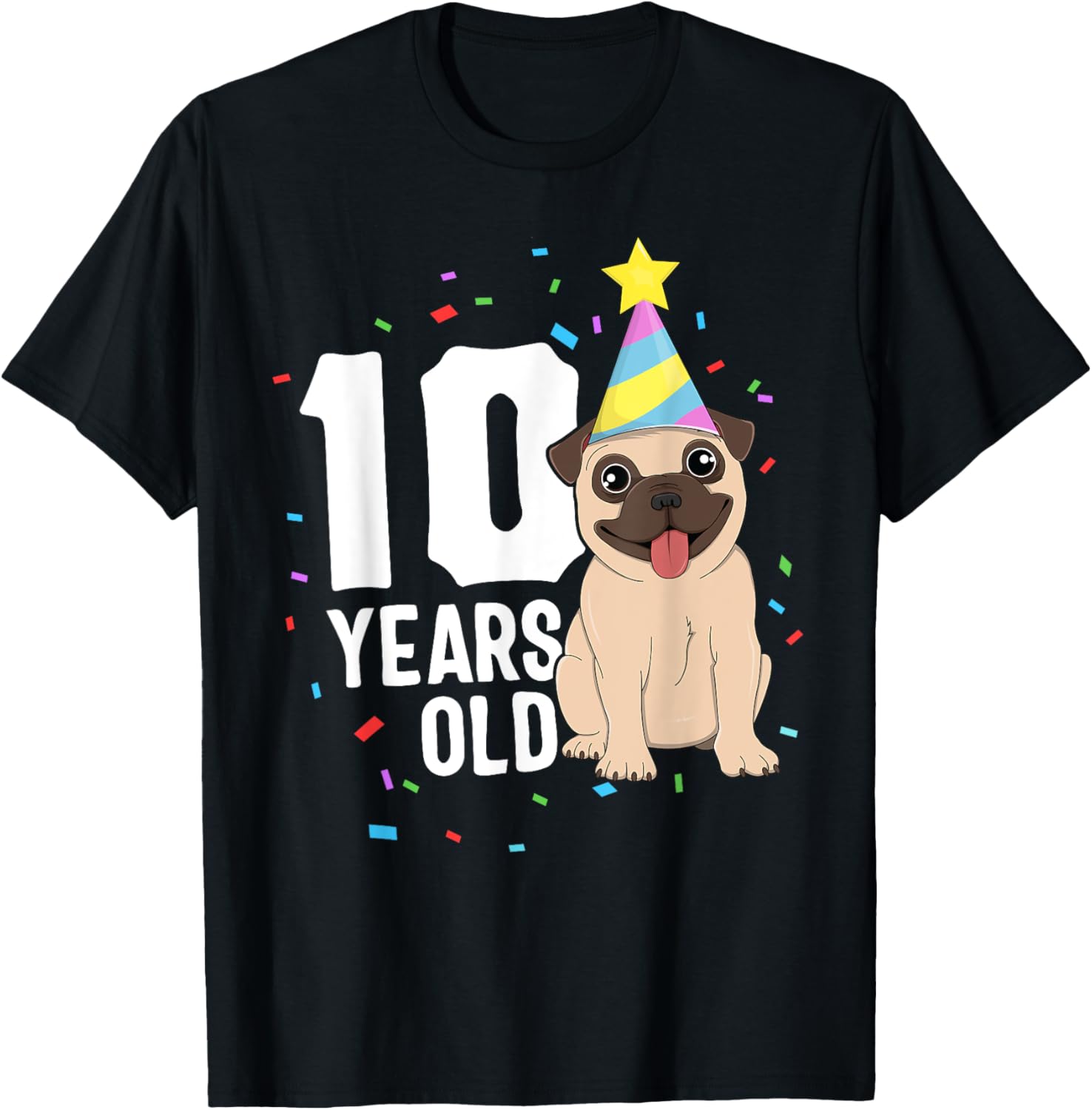 10 Years Old Birthday Pug Dog Lover Party 10th Birthday Kid T-Shirt