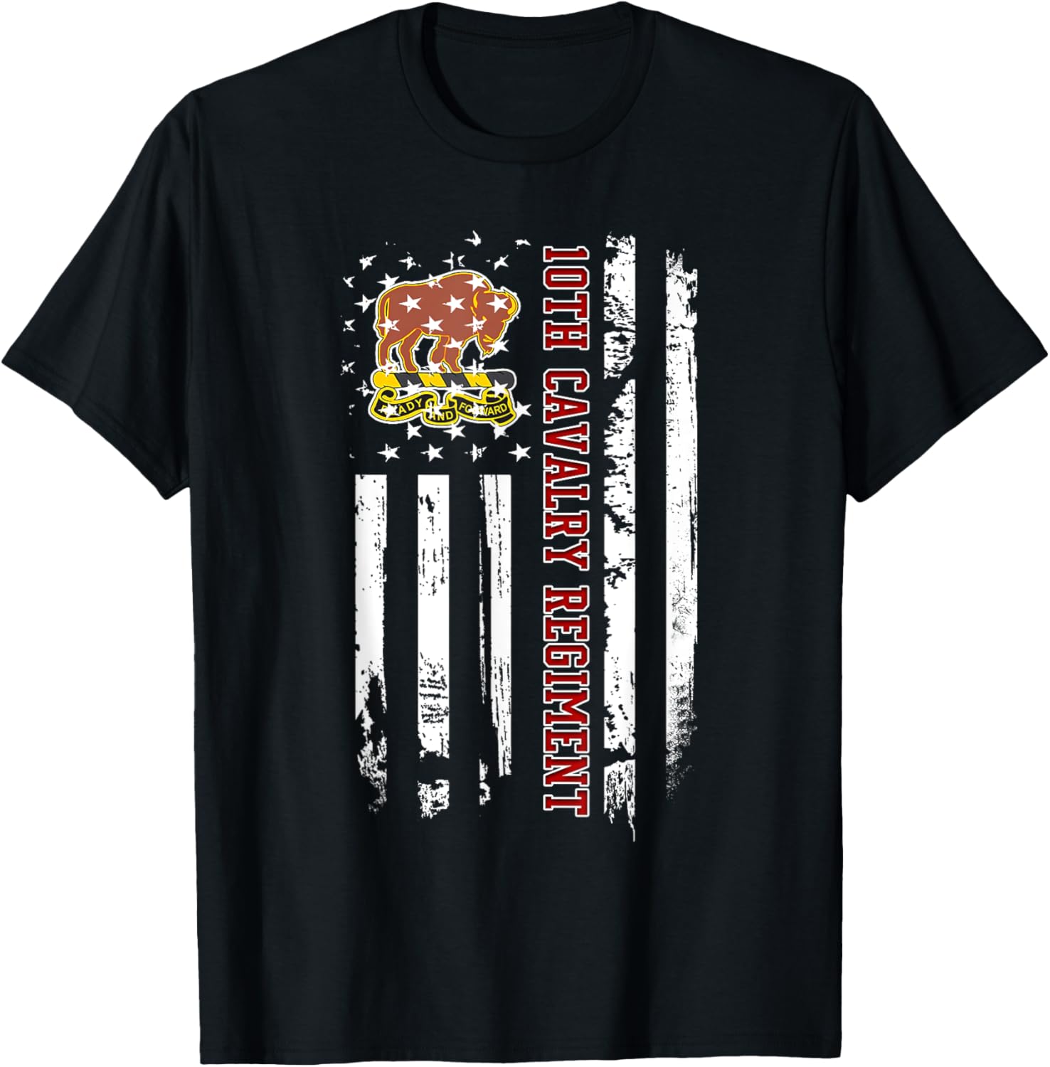 10th Cavalry Regiment Veteran USA Flag Veterans Day Xmas T-Shirt