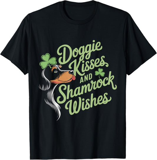 Doggie Kisses And Shamrock Wishes Dog Mom St. Patrick’s Day T-Shirt