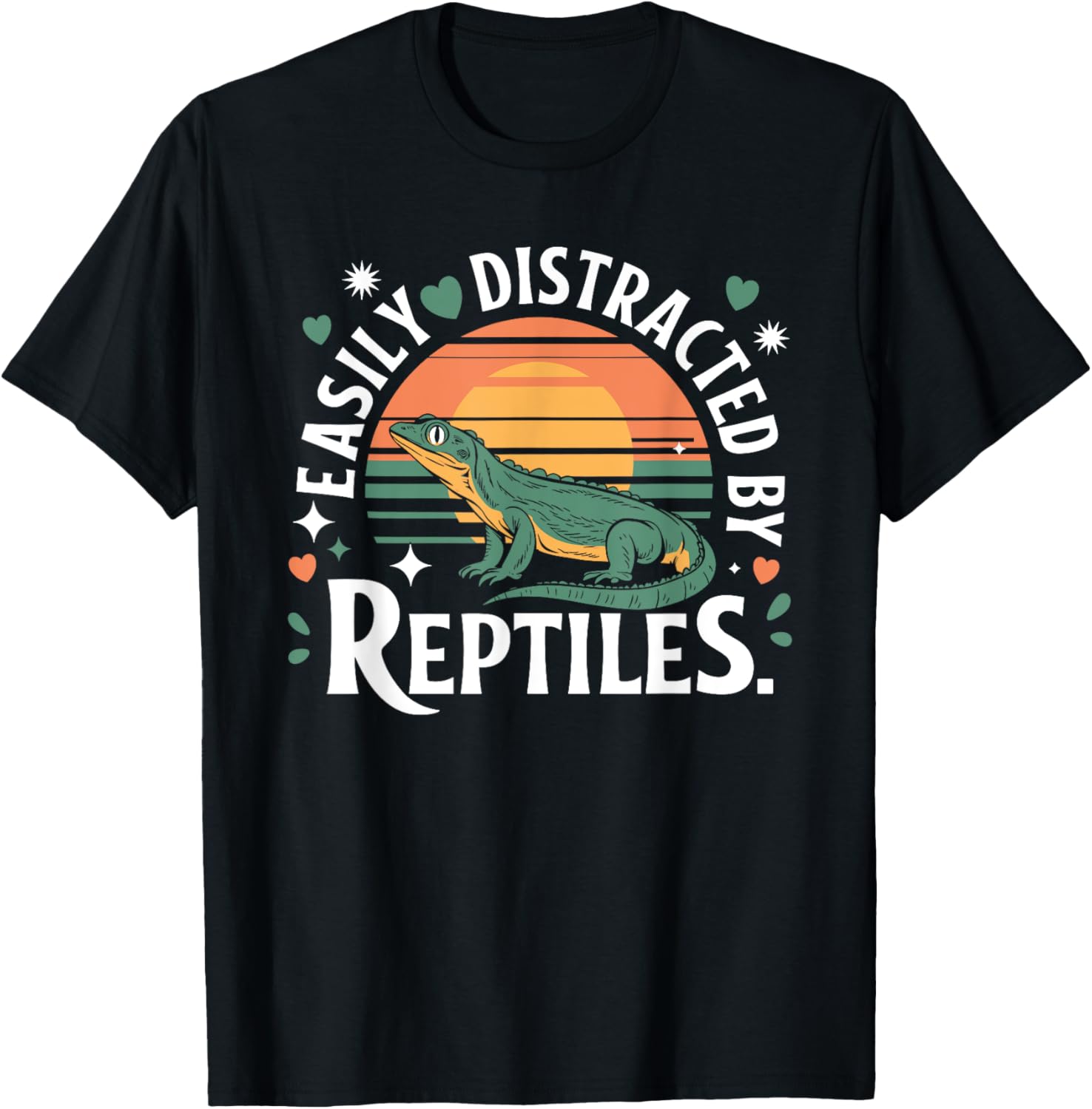 Easily Distracted by Reptiles Funny Lizard Reptile Pet Lover T-Shirt