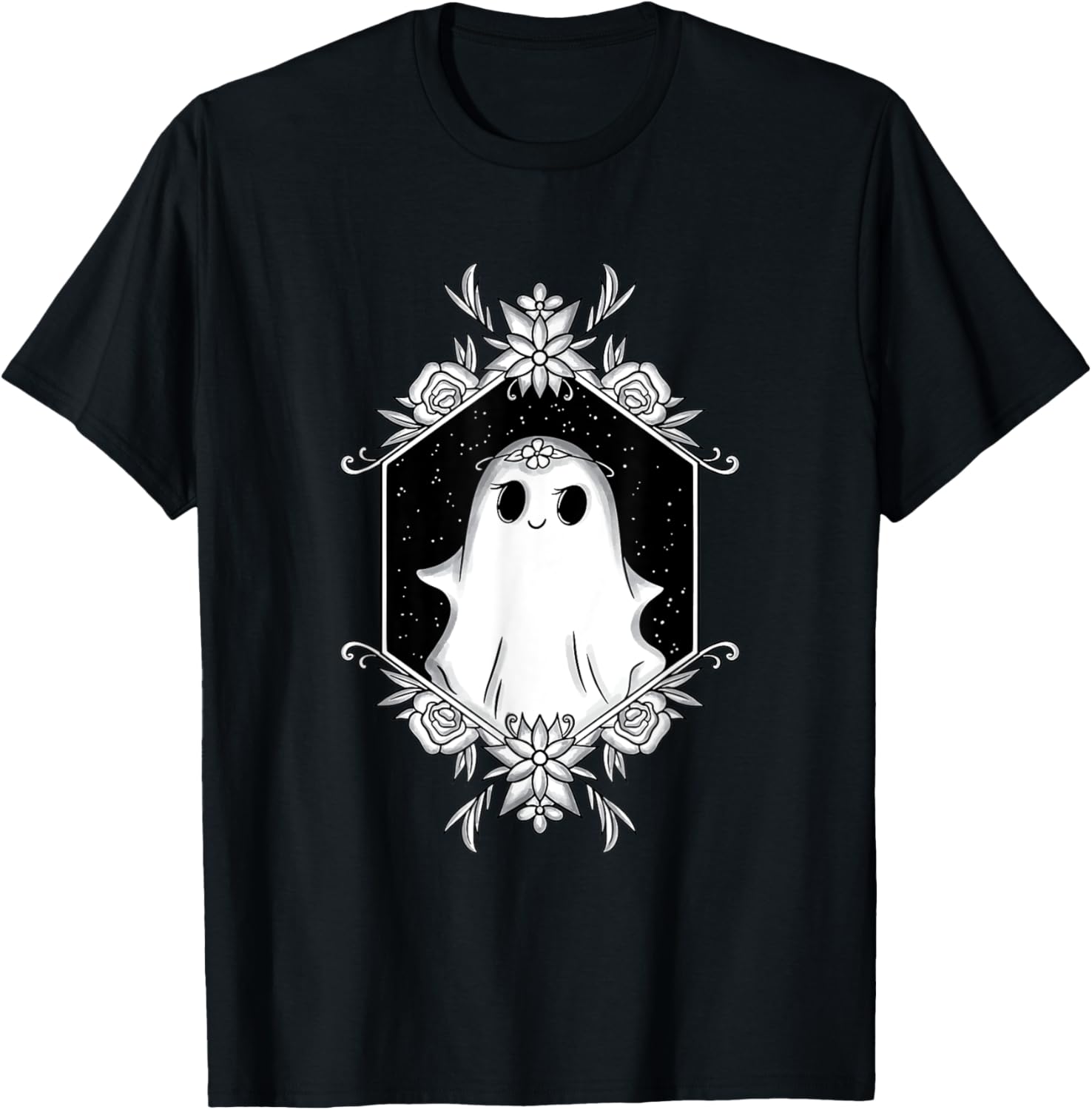 Floral Ghost Princess Spooky Season Halloween T-Shirt