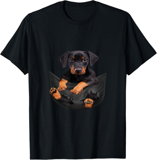 Dog Lovers Gifts Doberman In Pocket Funny Dog Face T-Shirt