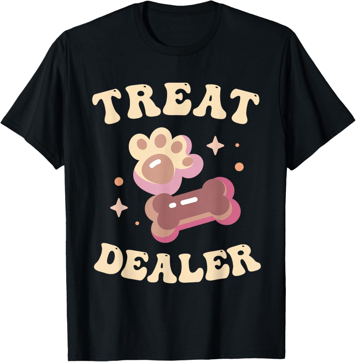 Dog Treat Dealer Funny Retro Groovy Pet Lover Dog Lover T-Shirt