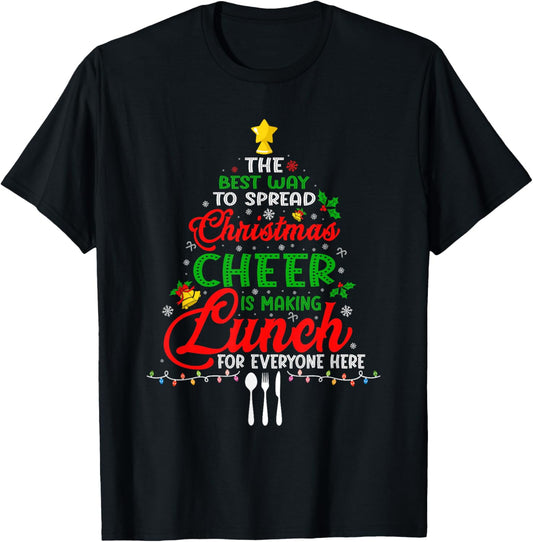 Lunch Lady Christmas XMas School Cafeteria Lunch Lady Tree T-Shirt